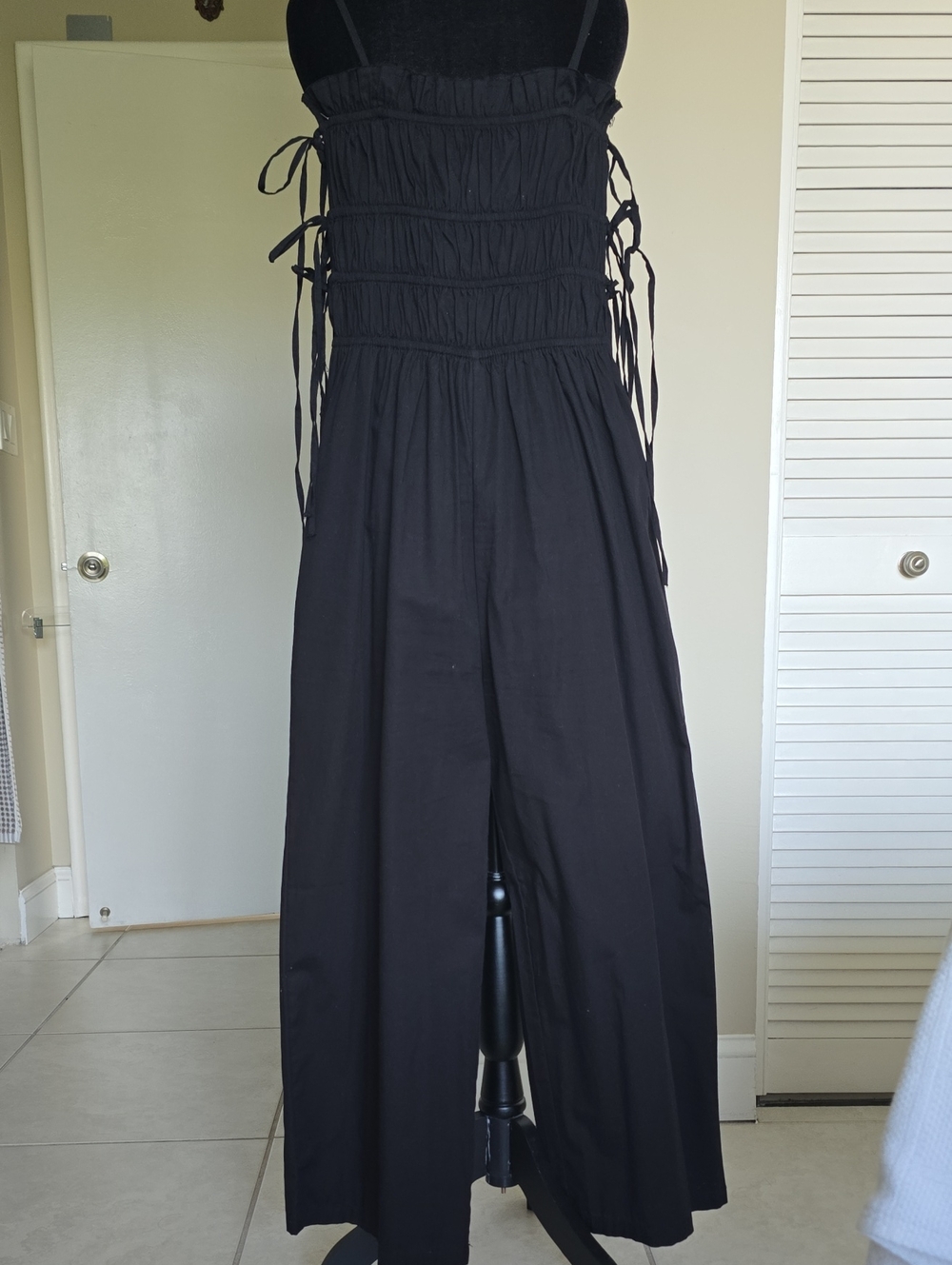 ASOS Black Wide-Leg Jumpsuit with Smocked Bodice